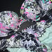 Victoria's Secret 32C BIKINI M ruffle bottom BLACK WHITE PINK PURPLE PALM STRAP