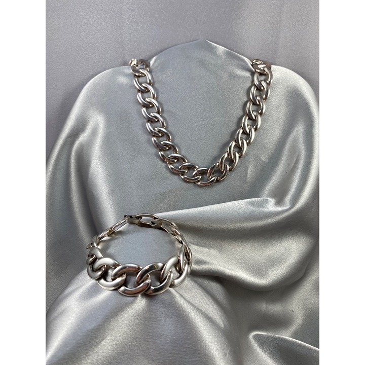 Necklace Bracelet Napier Silver Tone Vintage 1992 Chunky Napier Box Clasp
