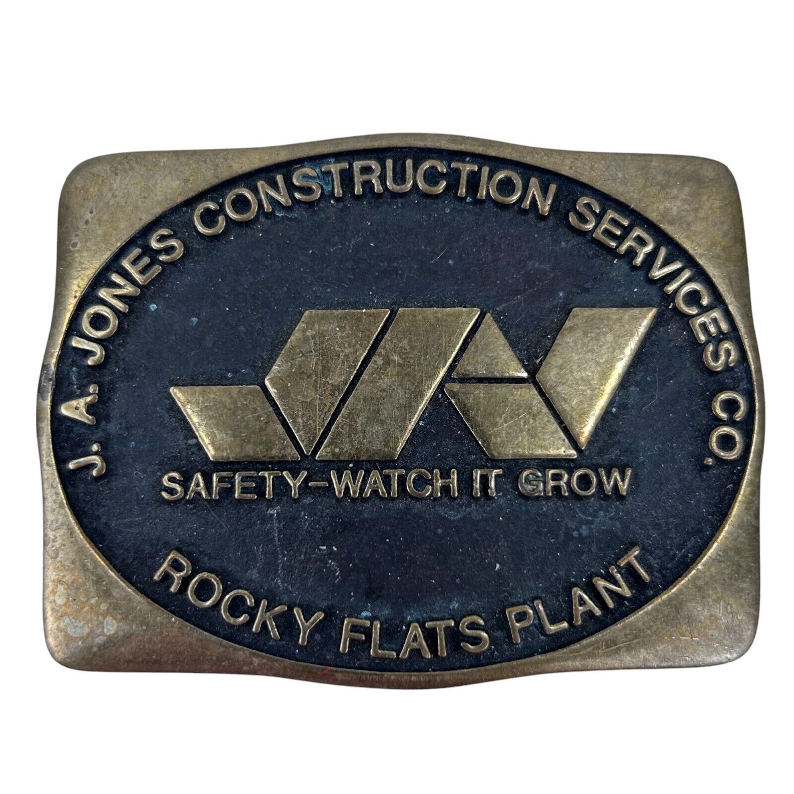 J A Jones Construction Co Belt Buckle Rocky Flats Plant 1970's Defunct Company