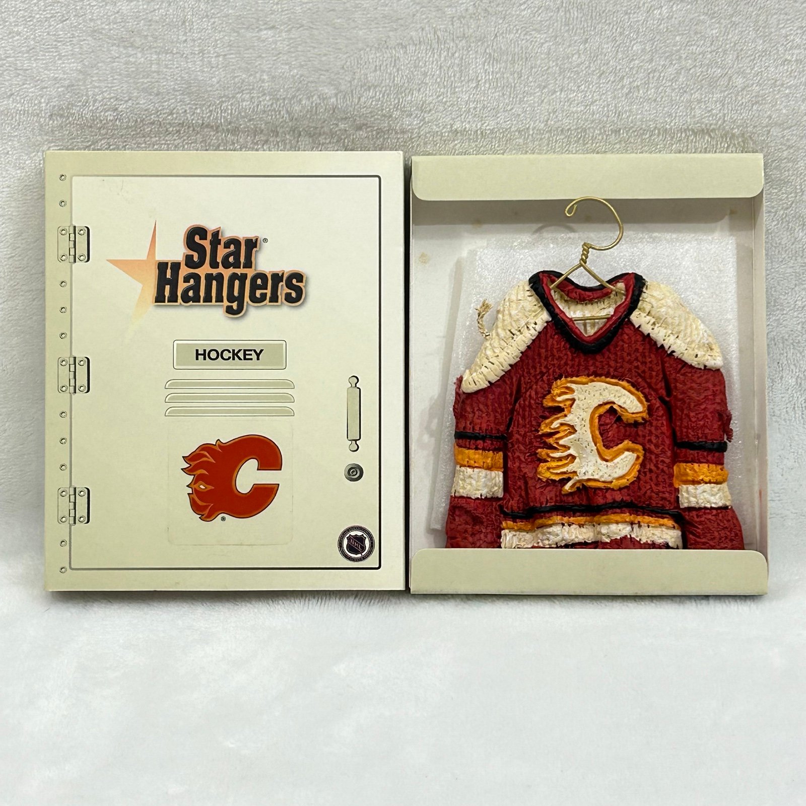 Vintage 90s Calgary Flames NHL Hockey Locker Star Hangers Small Ceramic Jersey
