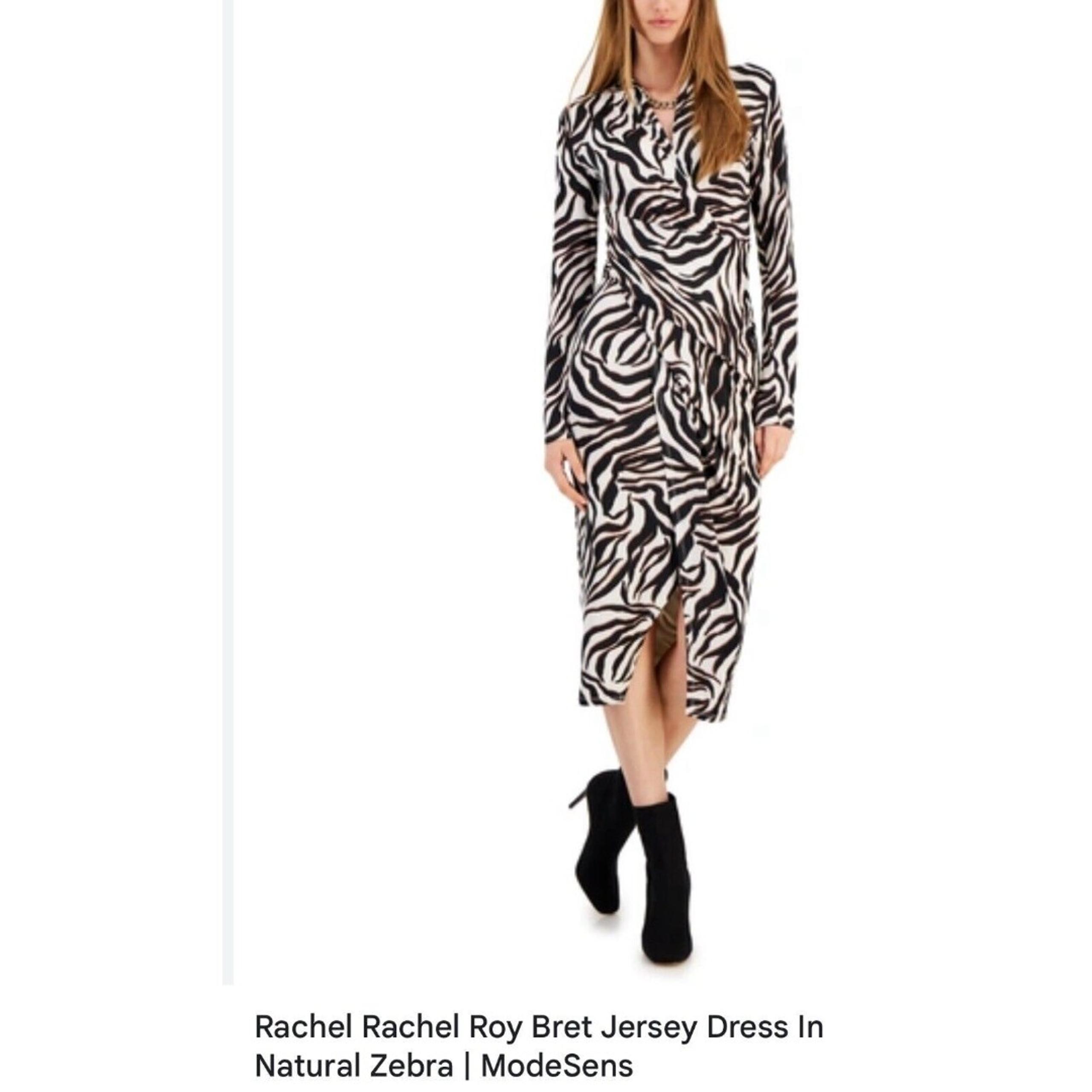 Rachel Roy Where Everywhere Zebra Print Dress SZ M Cross Over Waist Front