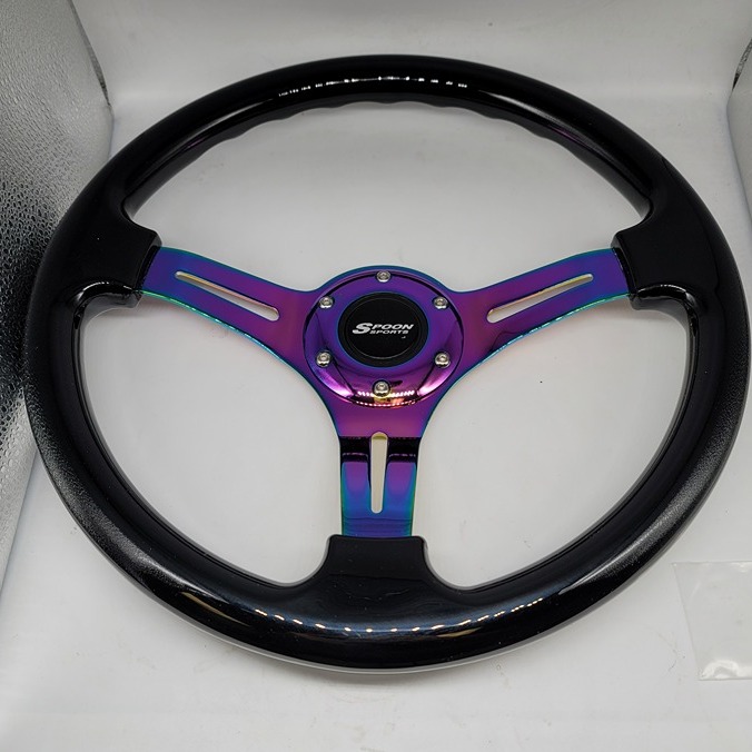 NEW 350MM 14 Universal SPOON ABS Racing Steering Wheel Black With Neo Spoke
