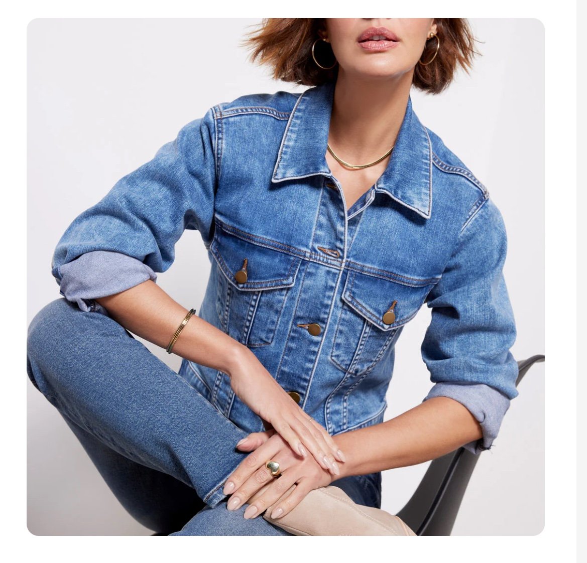 NWOT Kut from the Kloth x Evereve Angela Cropped Denim Jacket Sz Medium