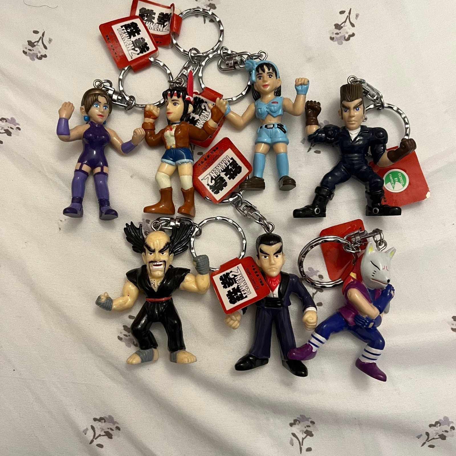 TEKKEN 2 1995 NAMCO keychains LOT OF 7 ULTRA RARE NEW (READ DESC)