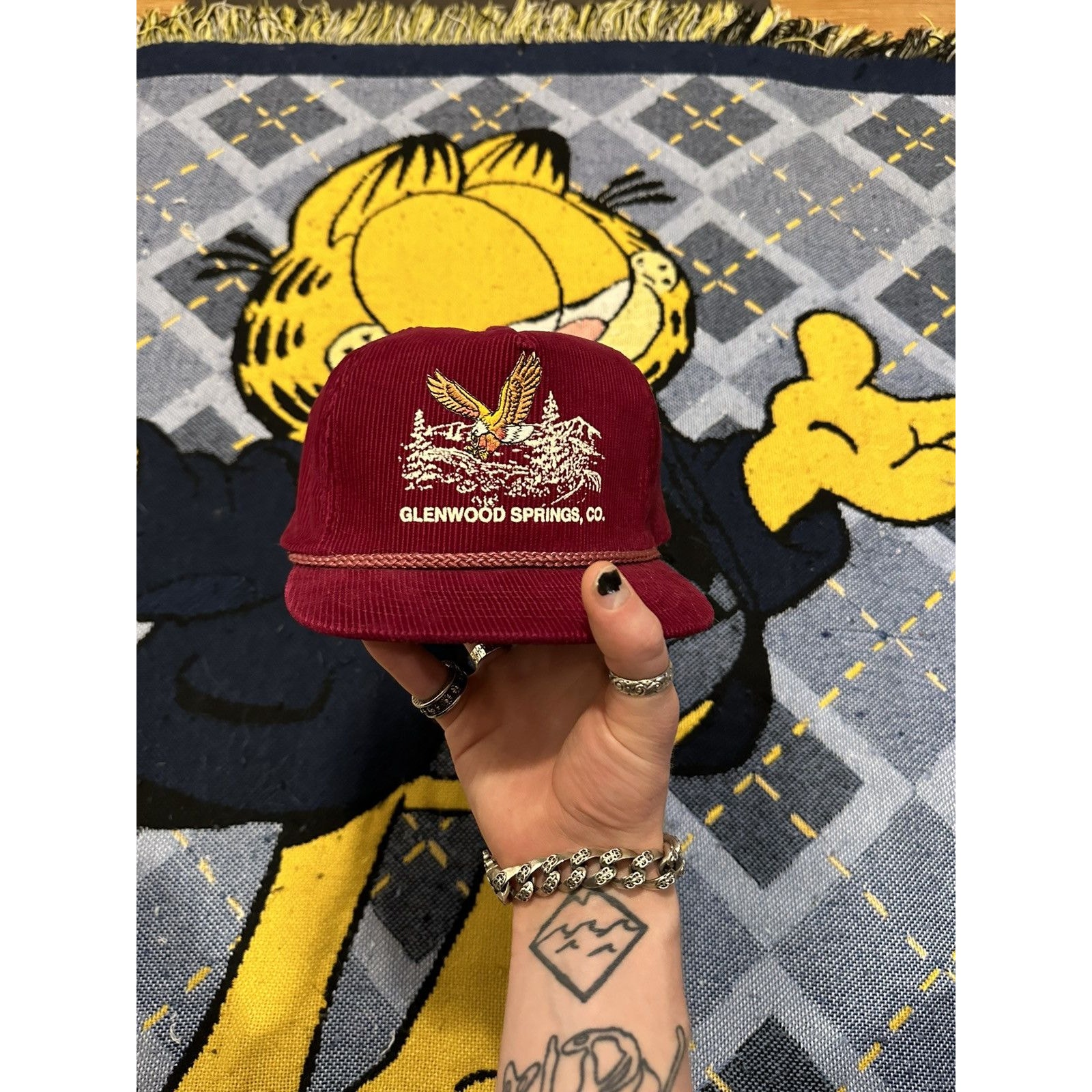 Embroidery Red Corduroy Hat Colorado