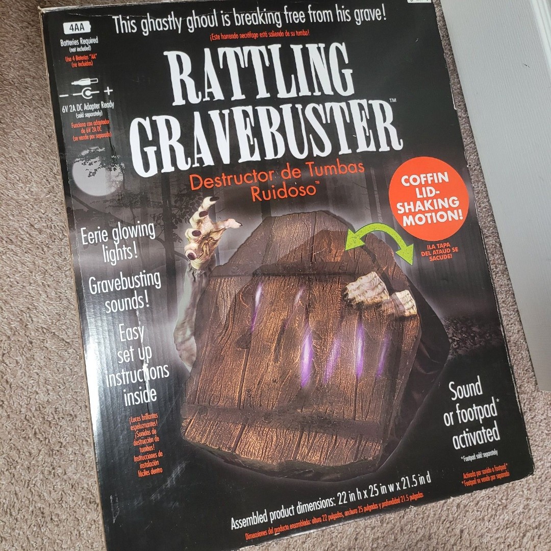 Halloween Rattling Gravebuster Animatronic Display Tested & Working WITH FOOTPAD