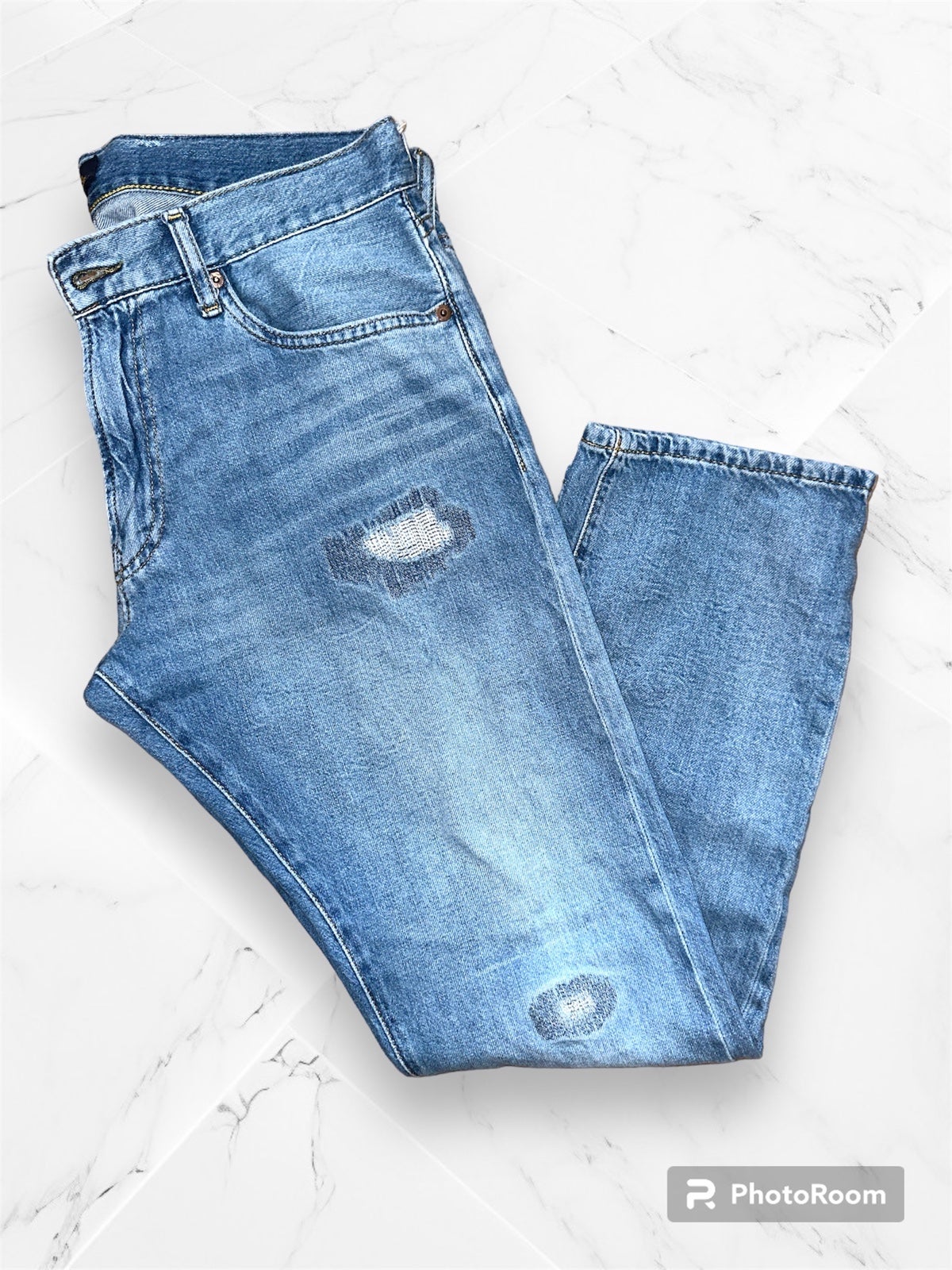 POLO Ralph Lauren Varick Slim Straight Men's 33X30 Light Blue Wash Denim Jeans