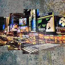 5 Panel Wall Art Painting City Night Broadway Canvas. Timesquare