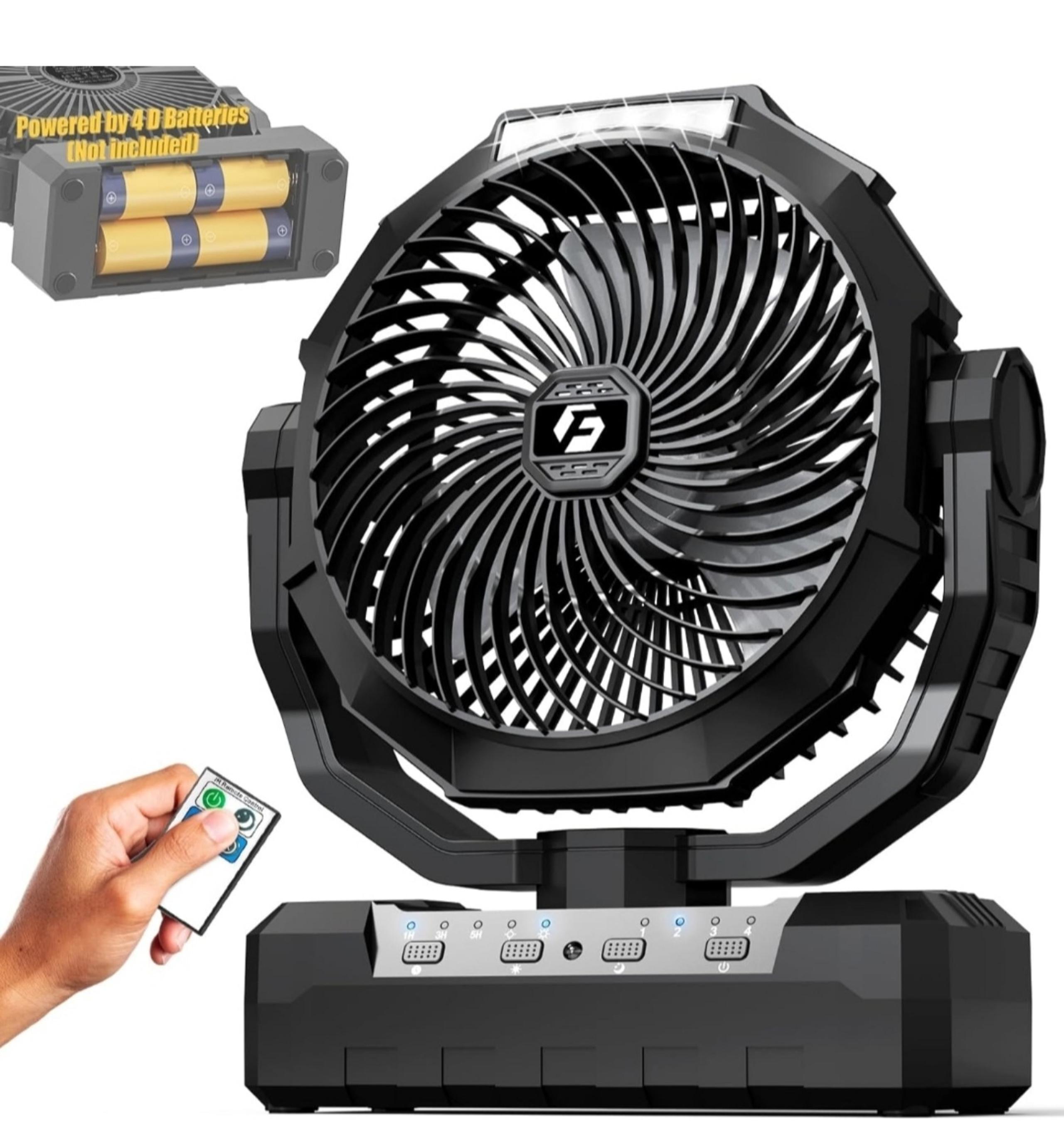 Battery Operated Fan [200H Max], 2 in 1 D-Cell Battery & USB Powered Fans, Porta