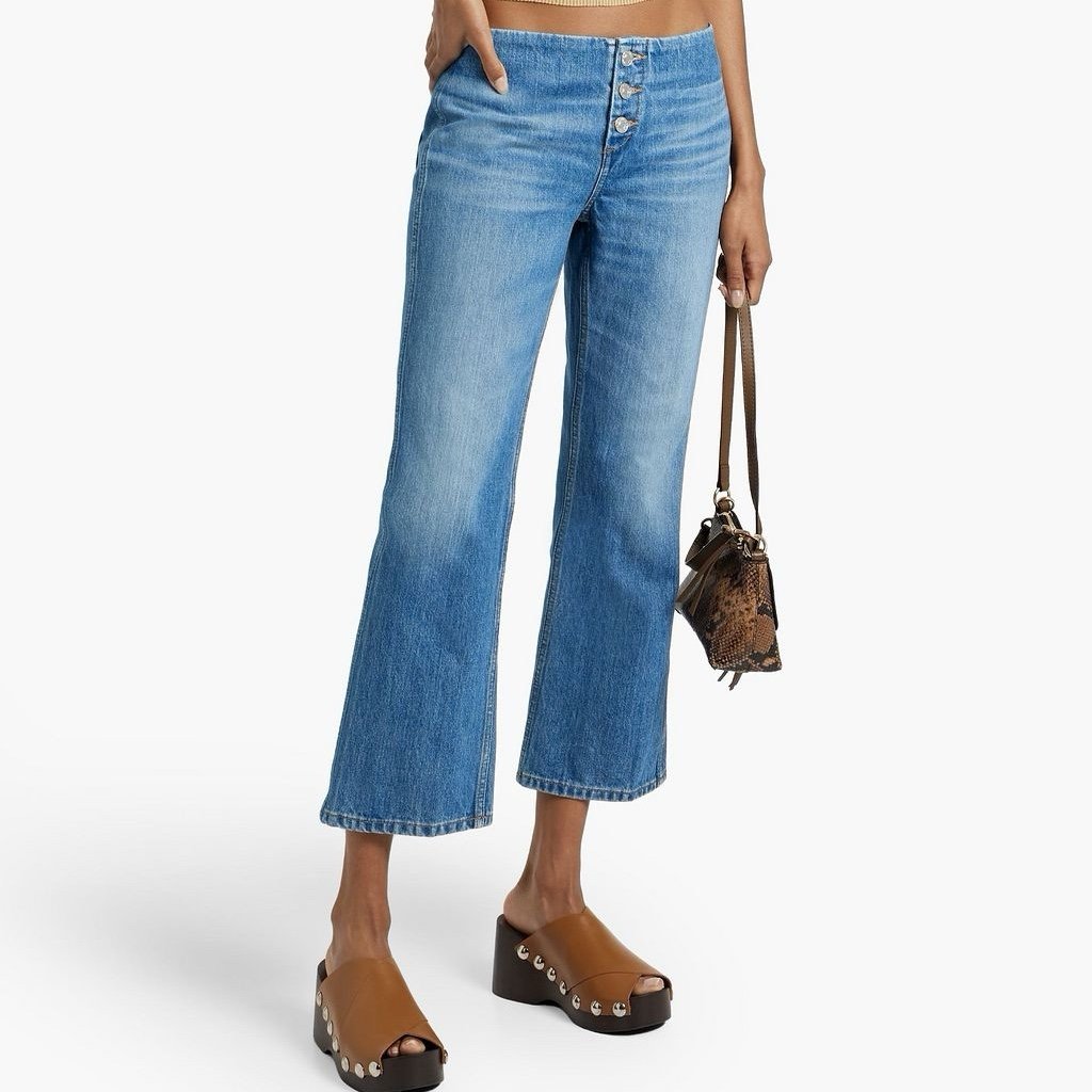 RE/DONE Button Front Crop Boot Jeans Iconic Heritage Silhouette Size 29 NWT Br