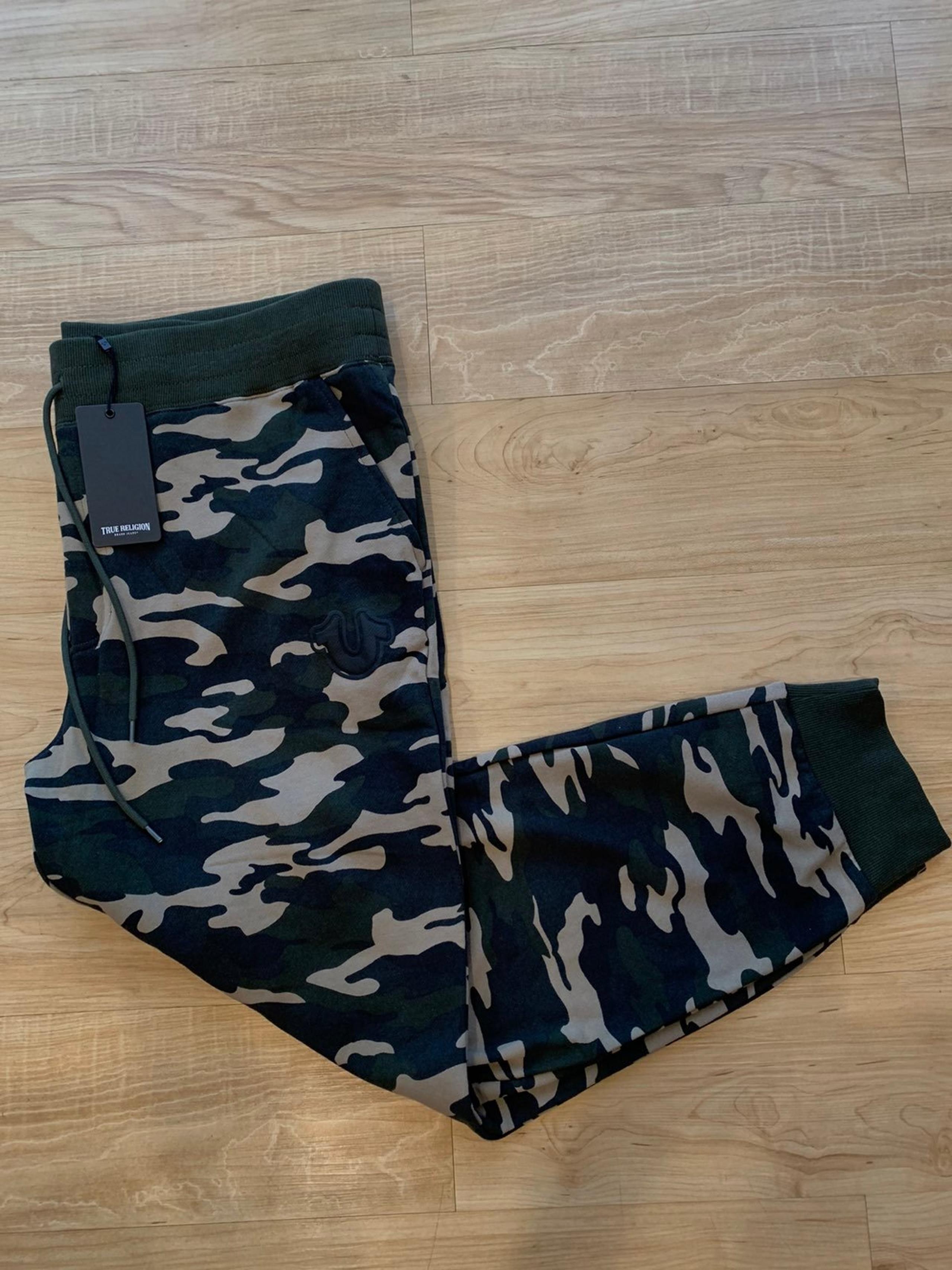 True Religion Men’s Core Drawstring Joggers Sweatpants Camo Green NWT XXL