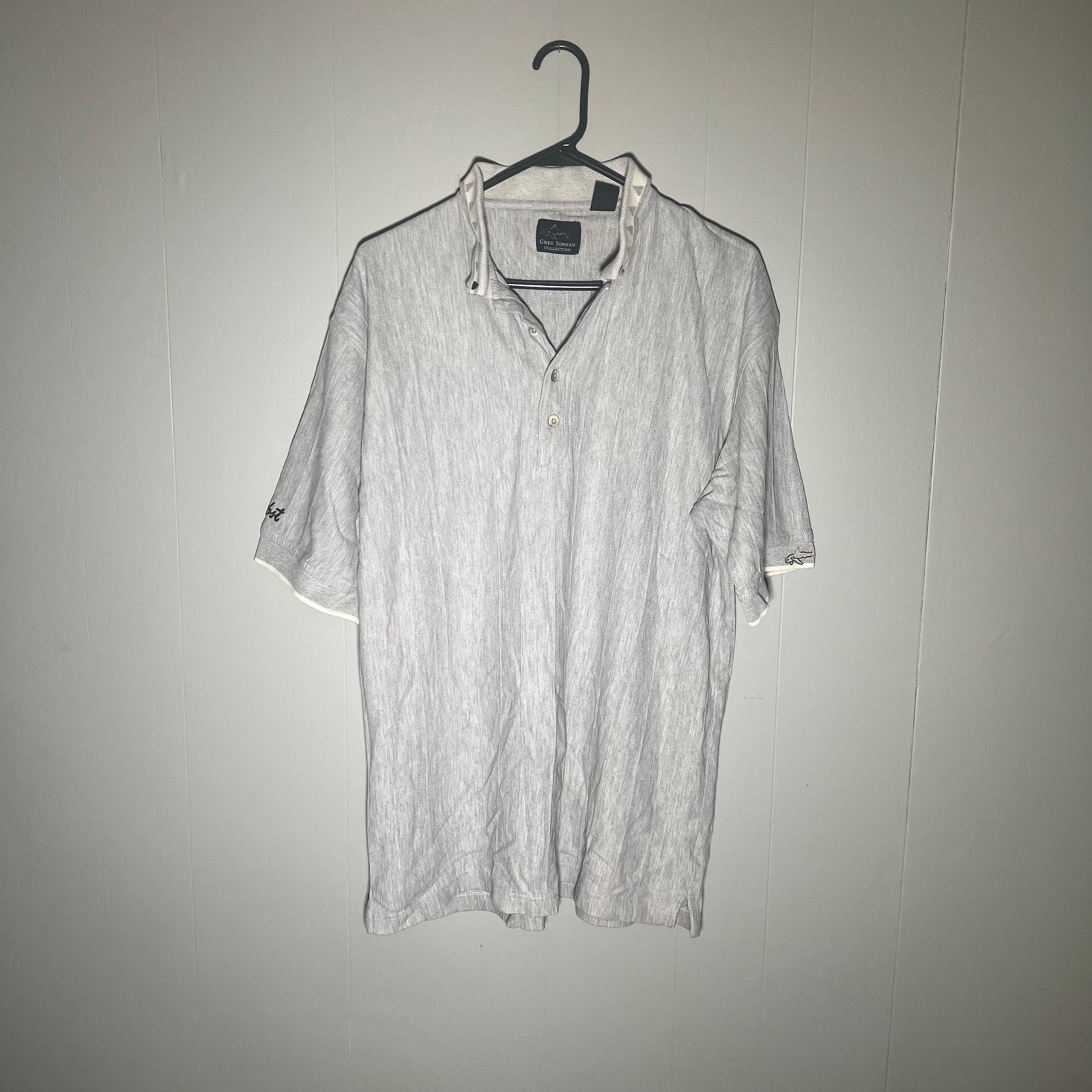 Greg Norman Collection Pabst Men's 100% Cotton Grey Golf Polo