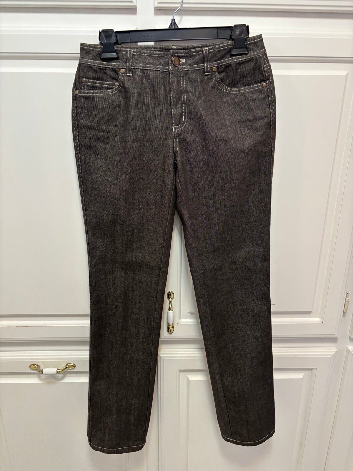 Lafayette 148 Brown Studded Skinny Jeans Size 2