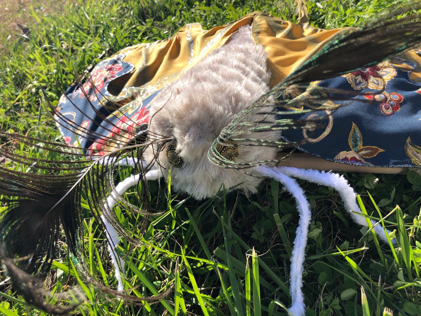 Soft Sculpture Moth Floral Fabric Hand Embellished 3-D Textile Art Unique Fun Ho