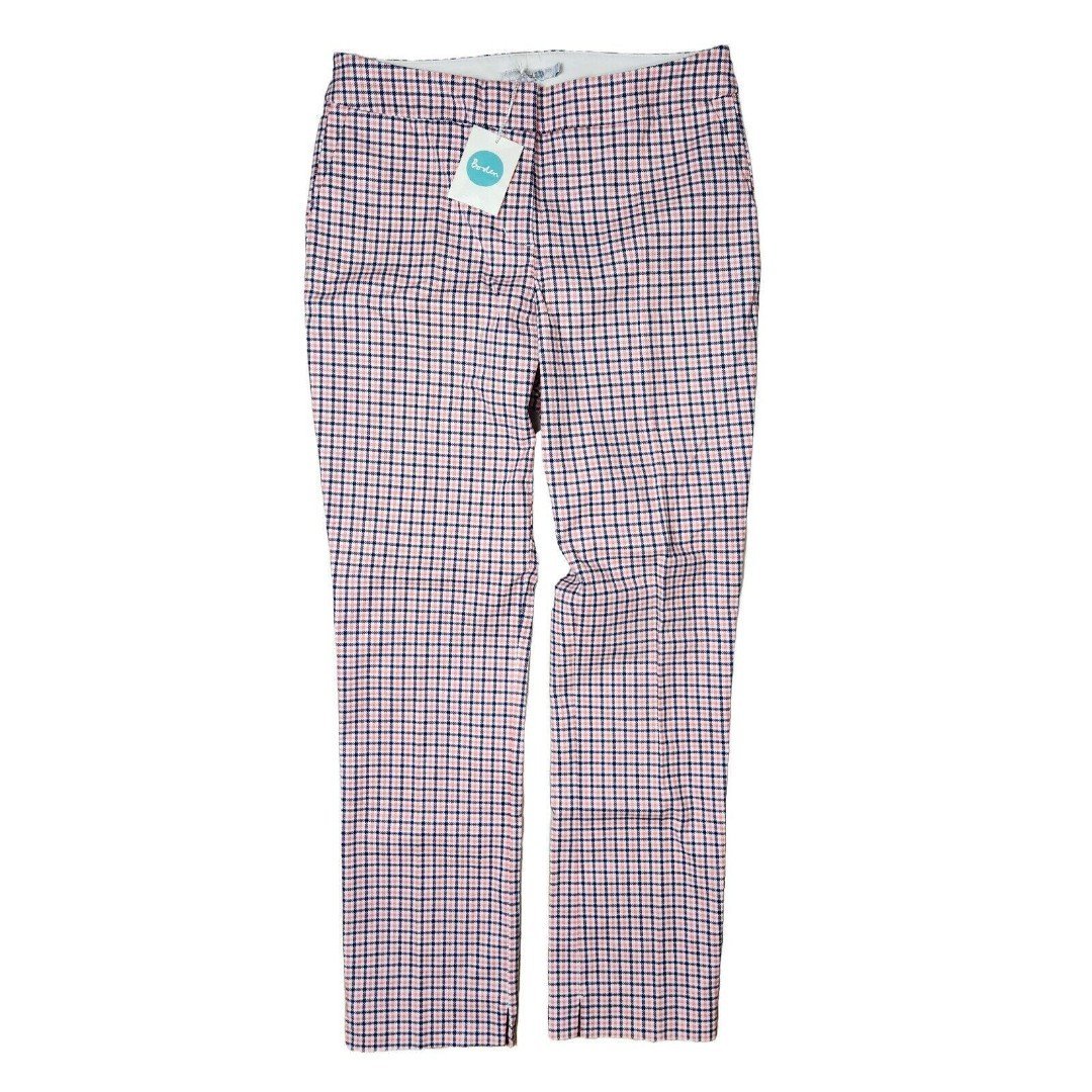 Boden Pants Women 8R Red Check Dress Trousers Career Work Wear Preppy Corporate