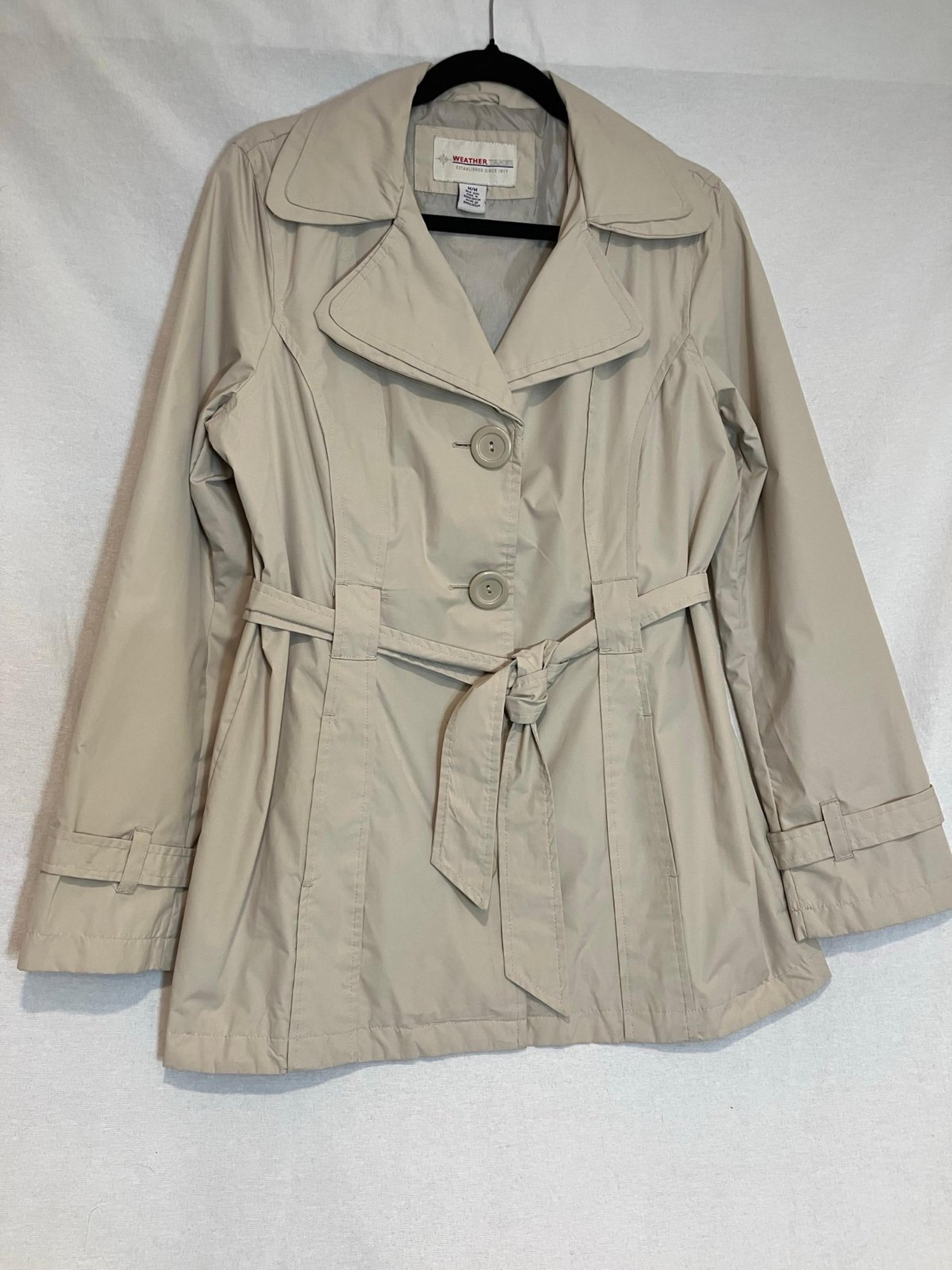 Weather Tamer Short Belted Lined Trench Coat Women’s Size Medium Spring Rain