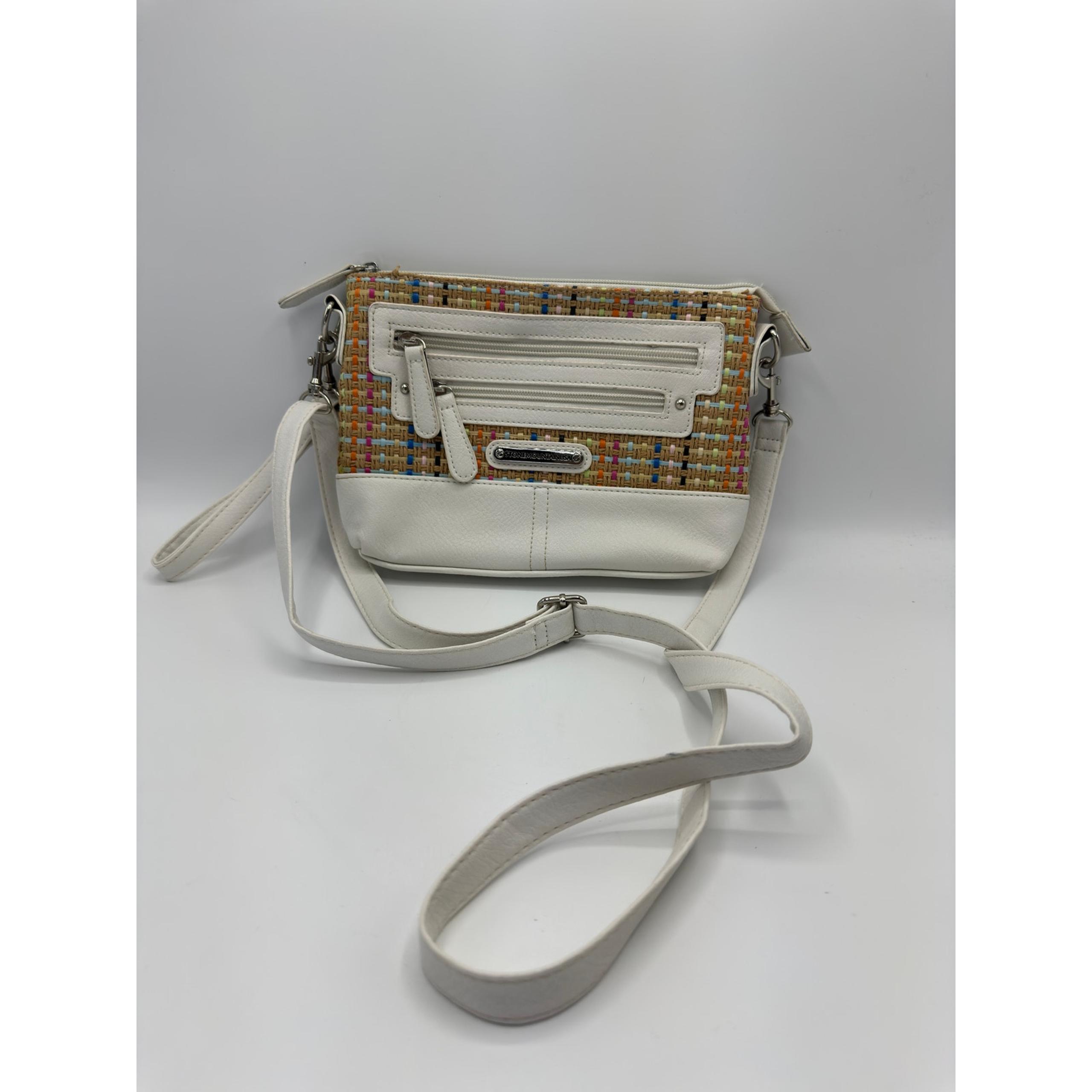 Stone Mountain Confetti Straw Crossbody Bag Wristlet EUC