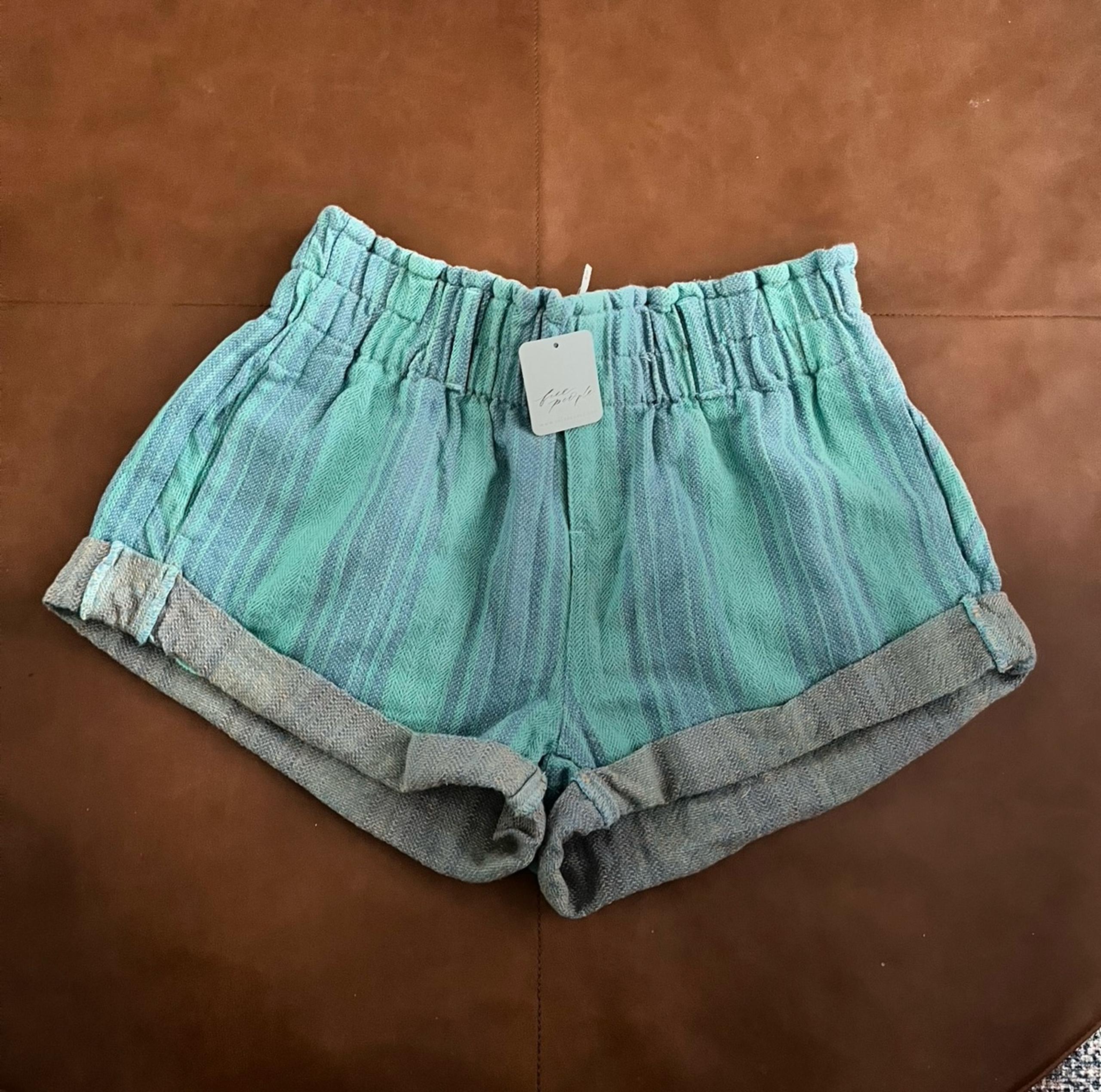 Free People Solar Flare Baja Striped Shorts in Ocean Blue size xs *new*