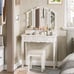 Makeup Vanity Desk Stool Set with LED Lights & Mirror Dressing Table 5 Drawers