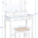 Makeup Vanity Desk Stool Set with LED Lights & Mirror Dressing Table 5 Drawers