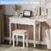 Makeup Vanity Desk Stool Set with LED Lights & Mirror Dressing Table 5 Drawers
