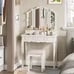 Makeup Vanity Desk Stool Set with LED Lights & Mirror Dressing Table 5 Drawers