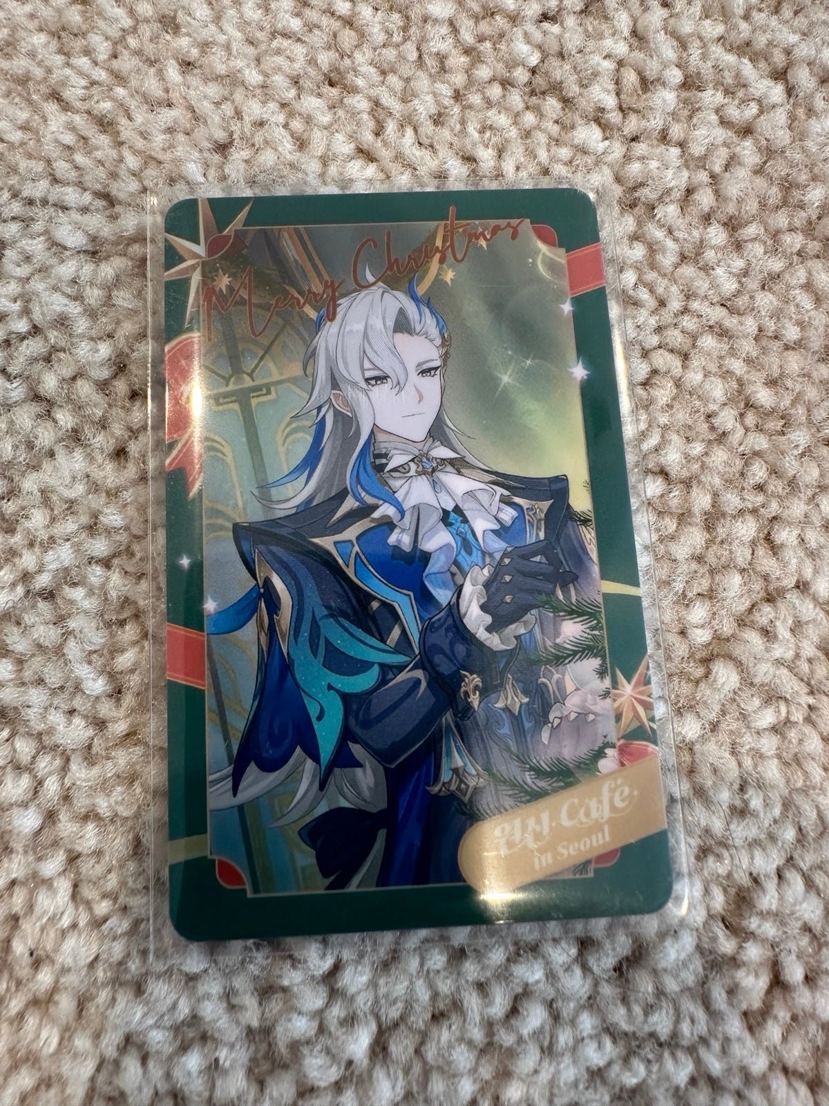 Genshin Neuvillette official Christmas bromide from cafe in Korea