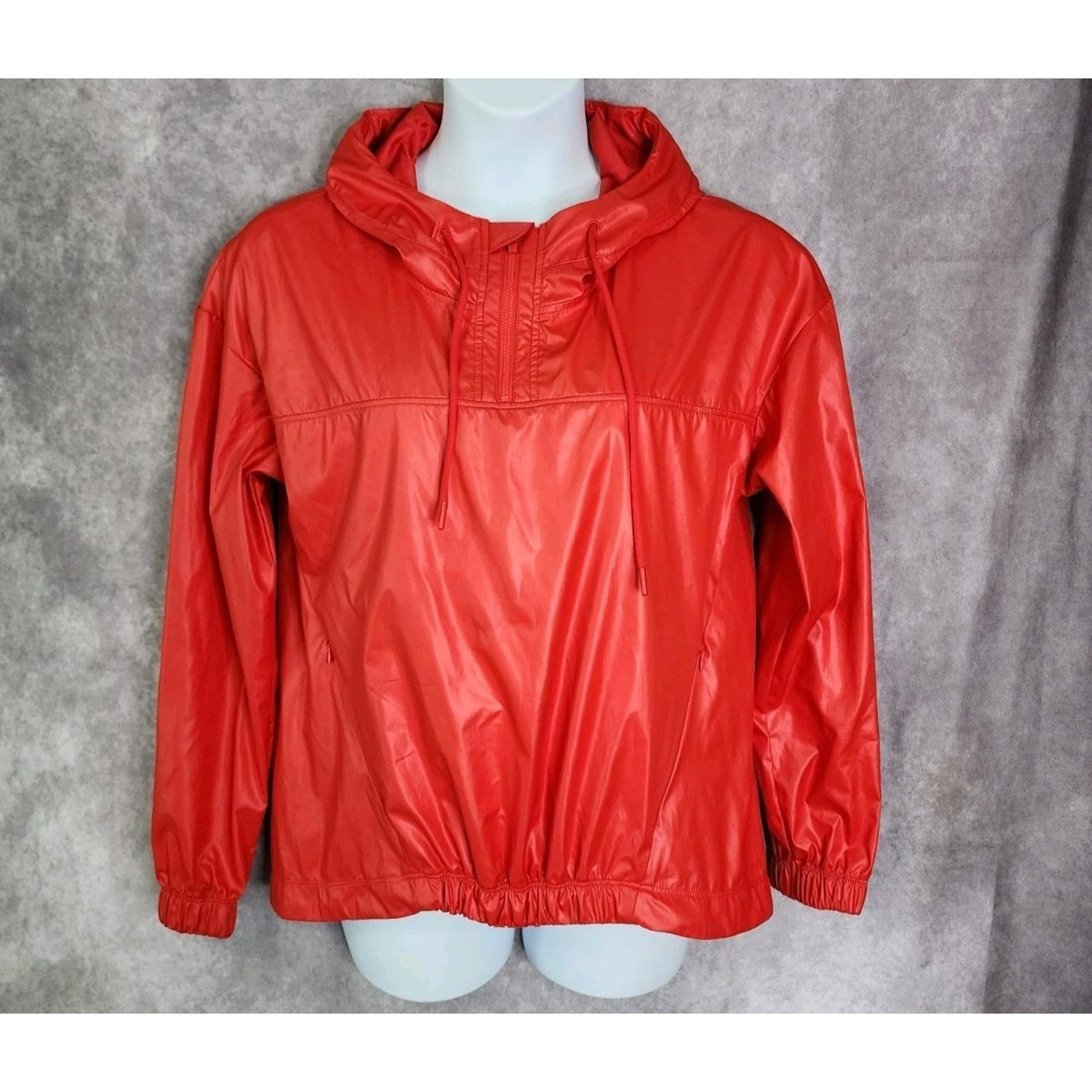 Fabletics Women's Red 1/4 Zip Pullover Windbreaker Jacket Hoodie Size Large