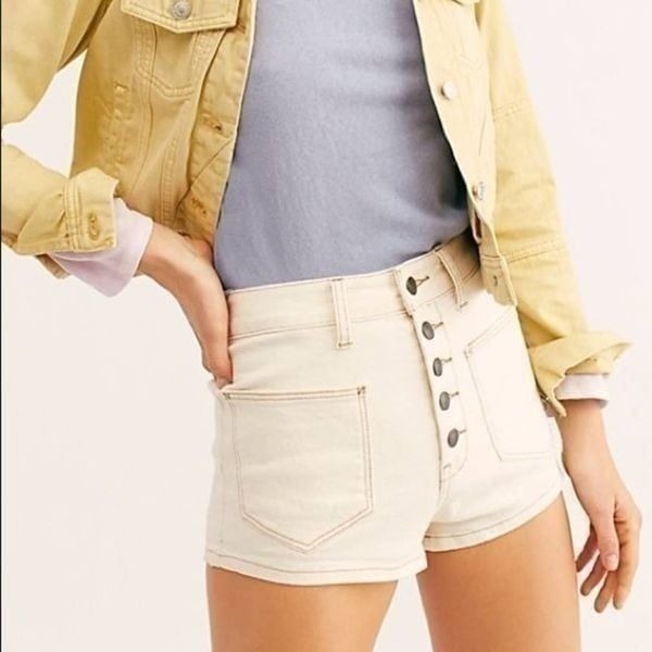 Free People Tan Bridgette Denim Shorts