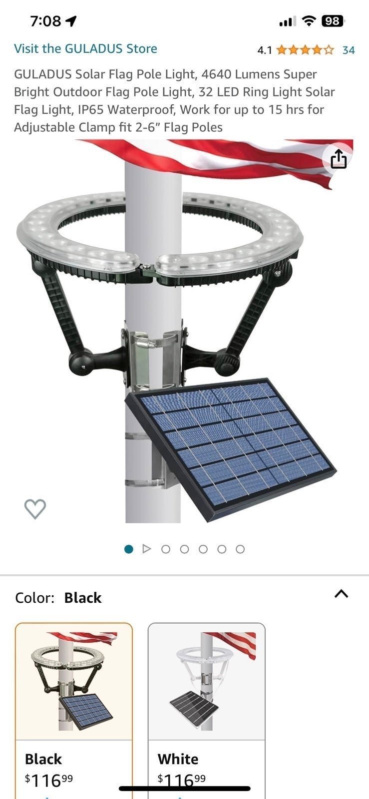 Solar Powered Flagpole Light