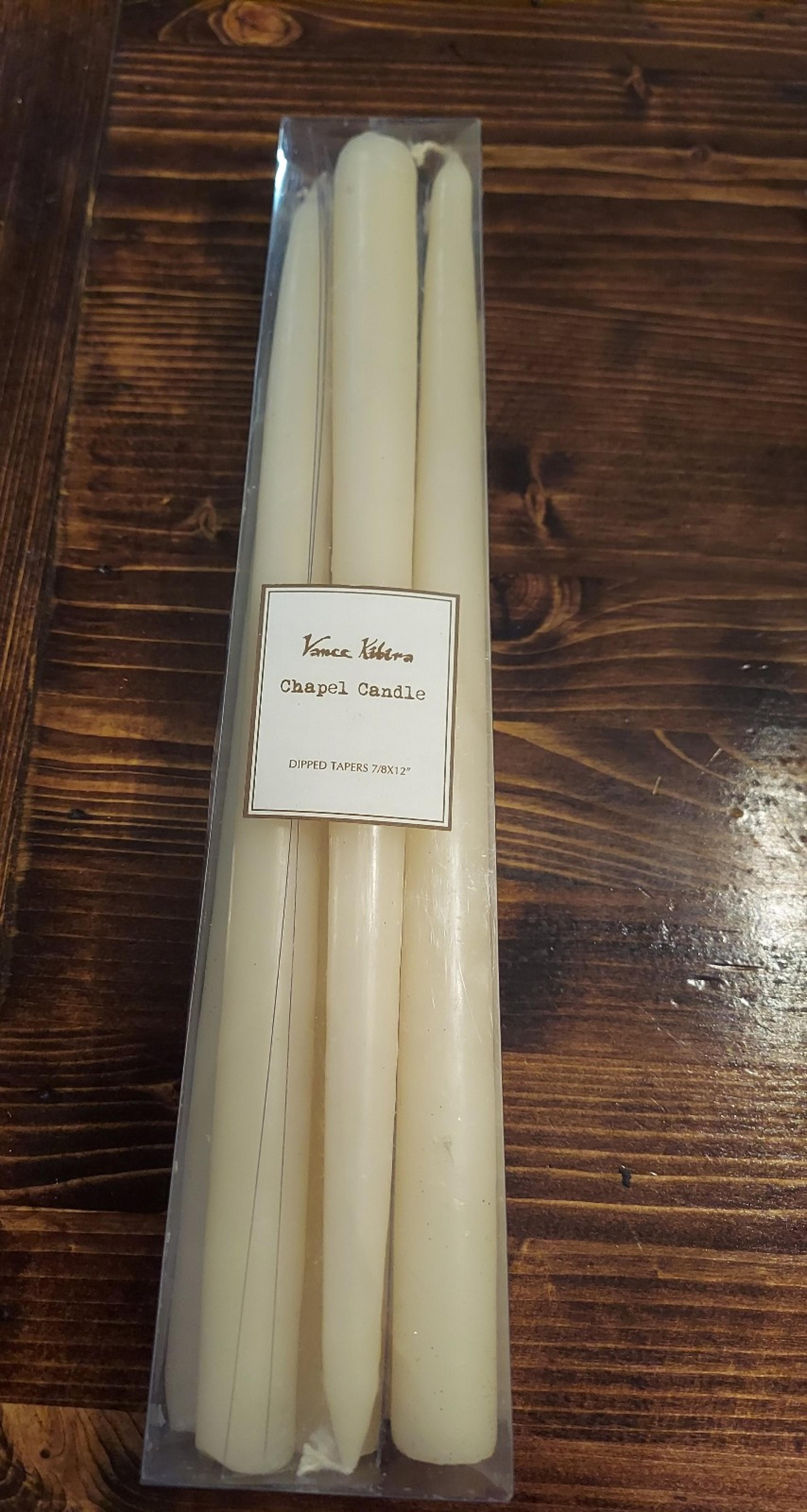 Set of 6 Ivory Color Vance Kitira 12" Taper Chapel Candles