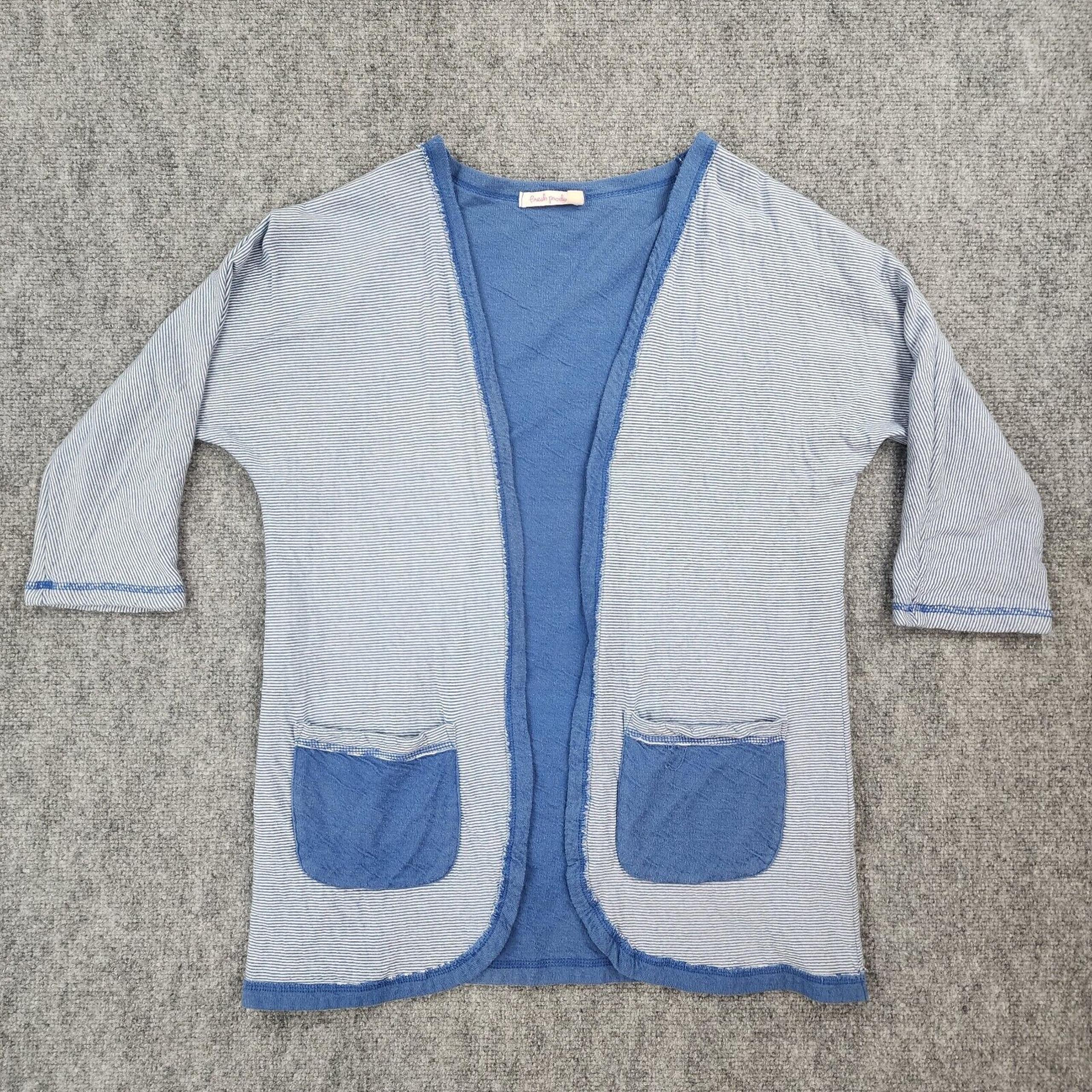 Fresh Produce Sweater Womens XS Blue Fireside Knit Open Cardigan Coastal Chic
