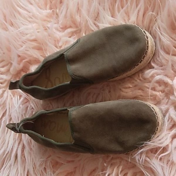 SAM EDELMAN GREEN SUEDE ESPADRILLES SLIP ONS SIZE 7