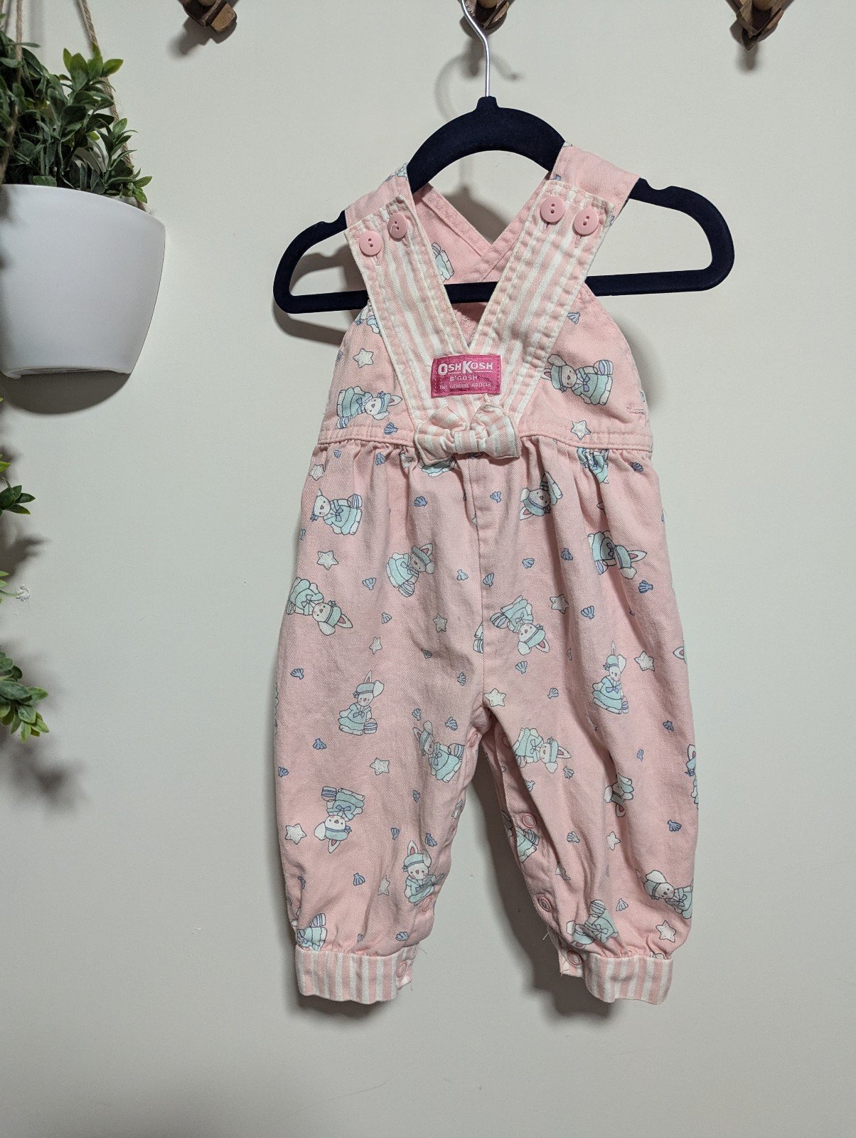 Vintage Oshkosh B'Gosh overalls girls springtime bunnies 6-9m