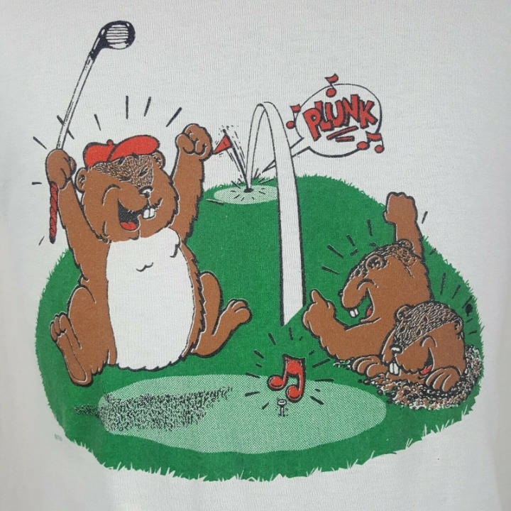 Vtg 80s Golfing Gophers T-Shirt M Gray