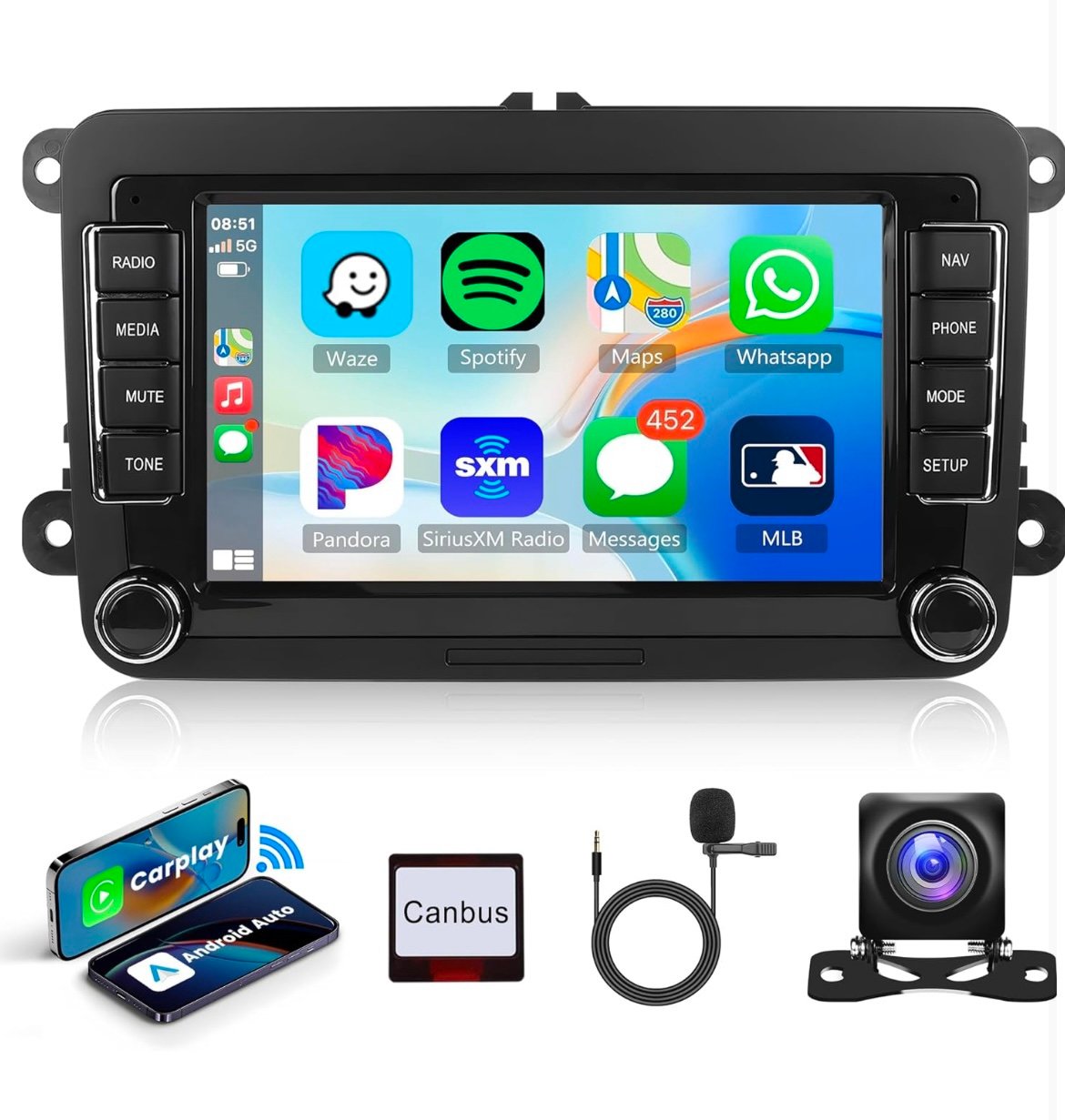 2G+64G Android Car Stereo Radio for VW Touch Screen Auto GPS Navigation