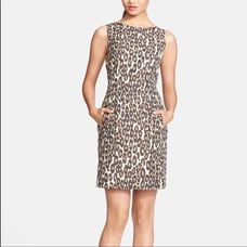 Kate Spade New York Autumn Leopard domino dress sheath size 6 pockets NWOT