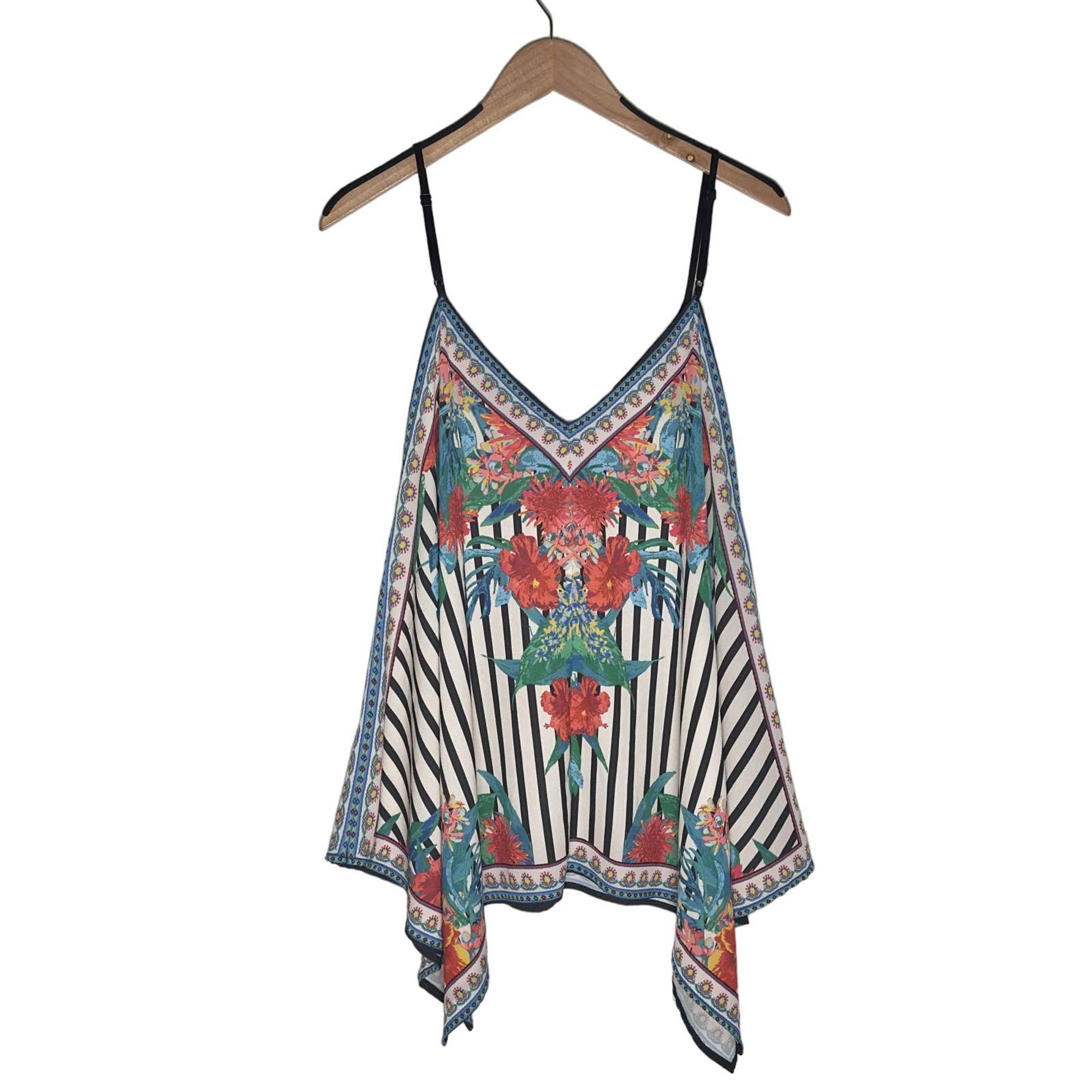 Flying Tomato | Women | Floral Boho Lightweight Thin Strap Tank Top | Size Large