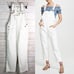 NEW Madewell Petite Straight-Leg Overalls in Tile White LP NWT Large