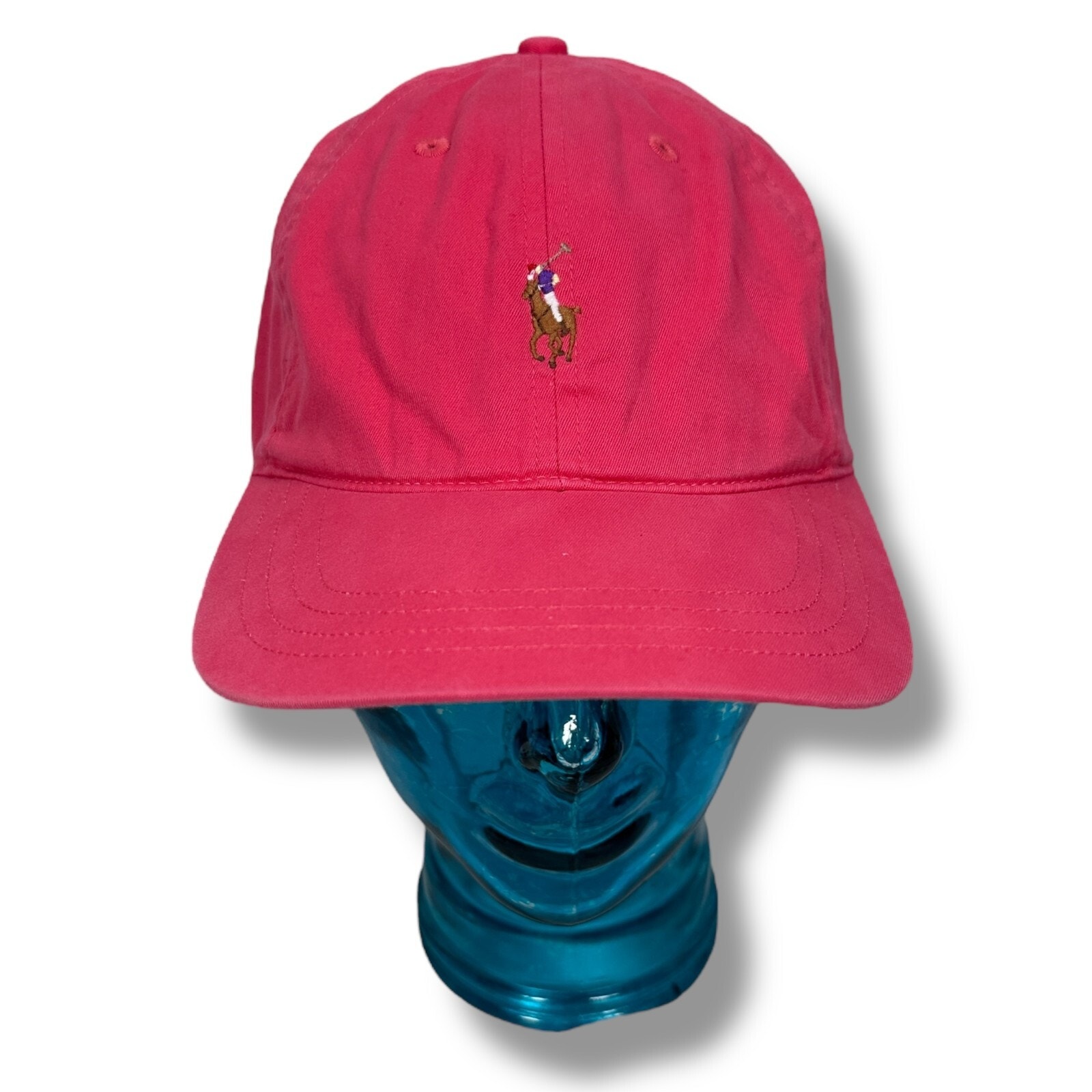 Vintage Polo Ralph Lauren Dad Strapback Hat Reddish Pink Terry Cloth Sweatband