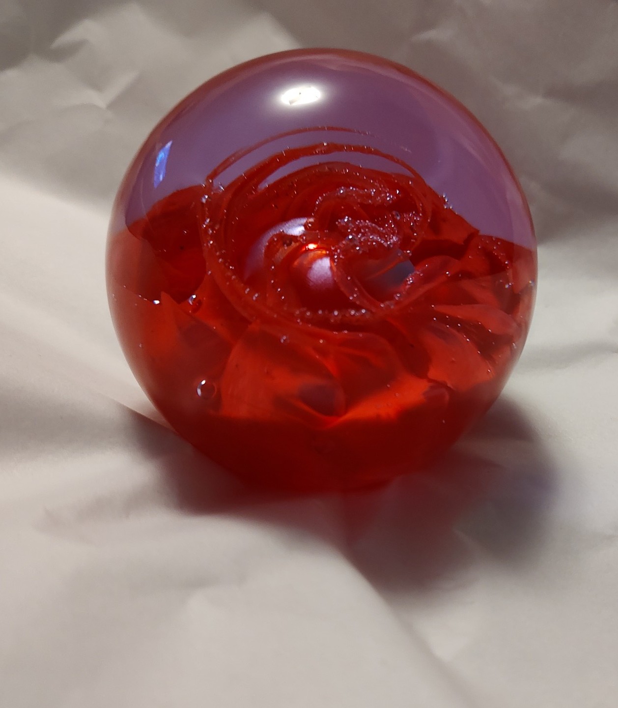 Caithness INFERNO Red/Clear Art Glass Paperweight