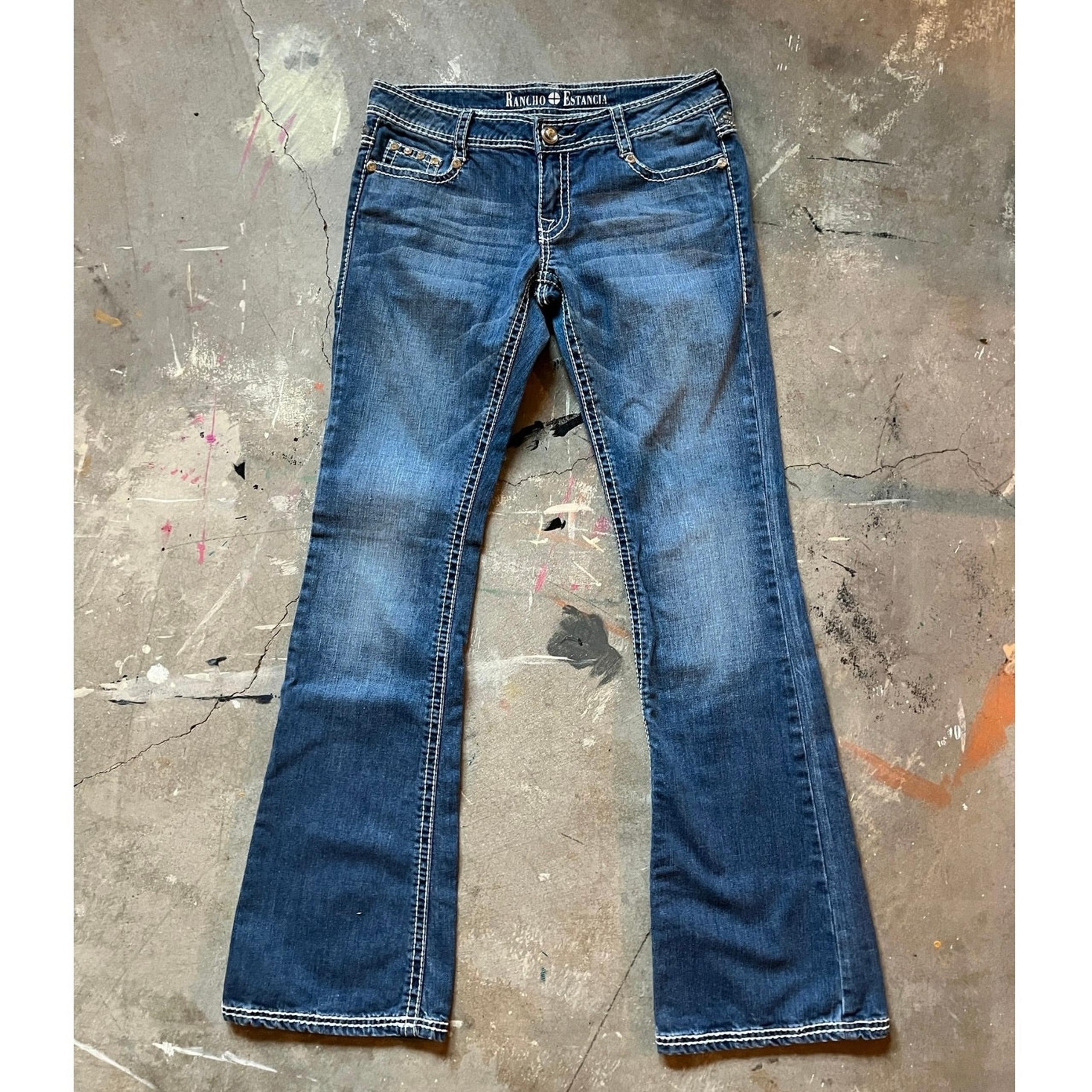 Y2K vintage Jeans Western, Vintage Denim, Low Rise Bling Pockets Rancho Estancia