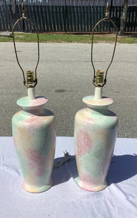 Colorful Ceramic Lamps - a Pair