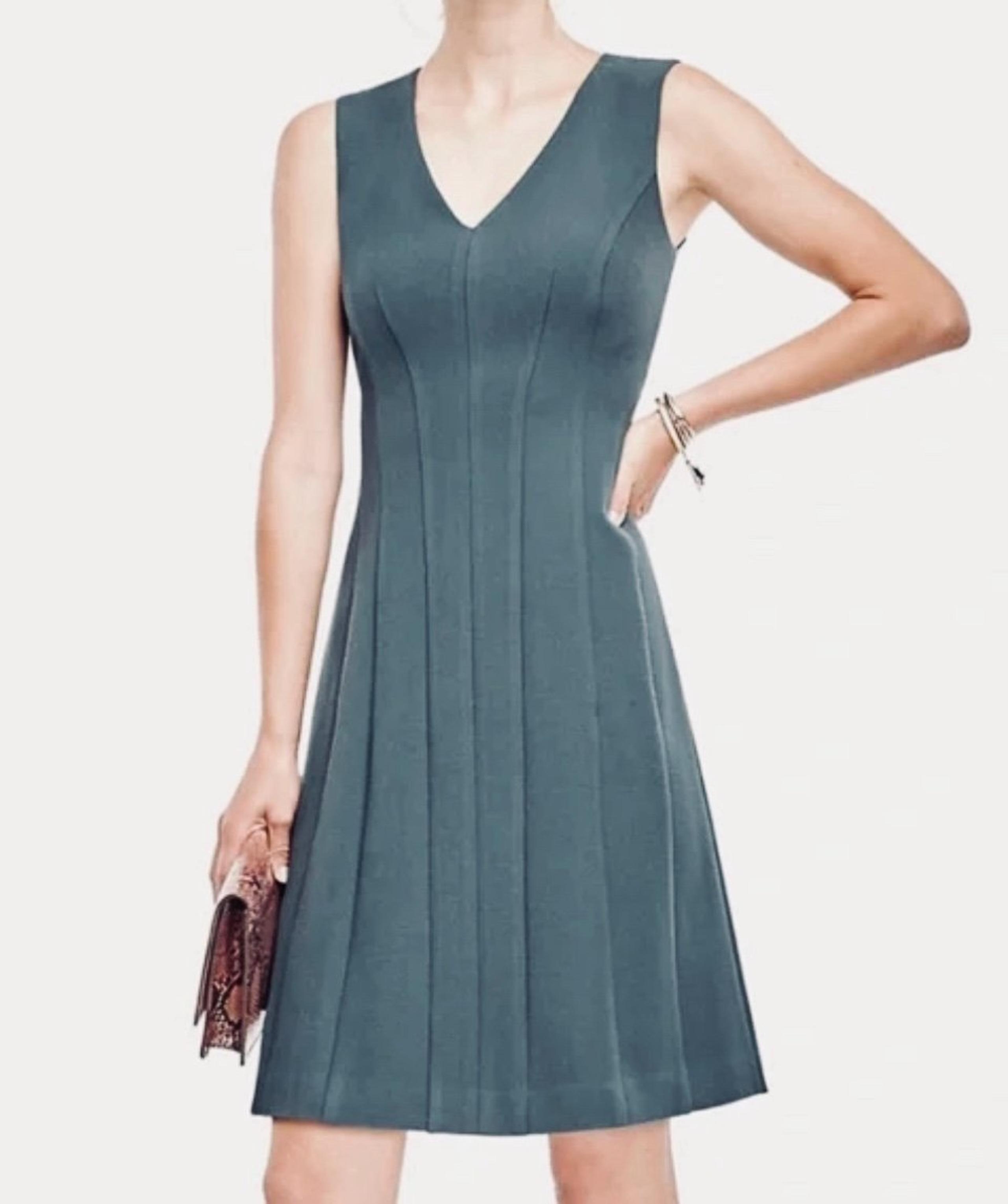 Ann Taylor Dusty Blue Fit & Flare Knee Length Dress
