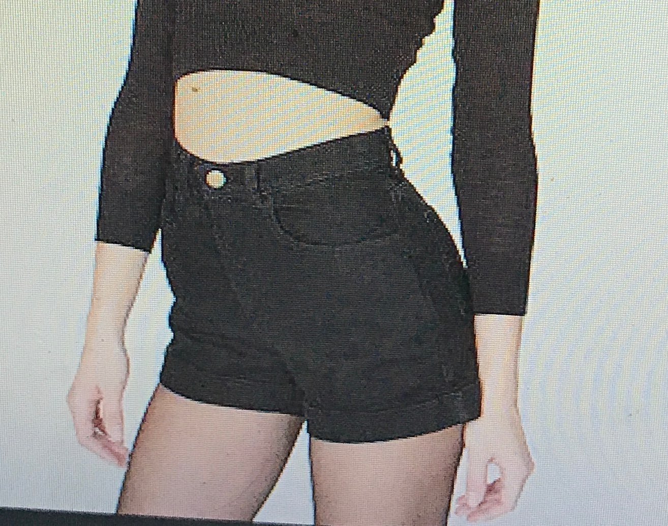 American Apparel Black Denim Short with Cuffs