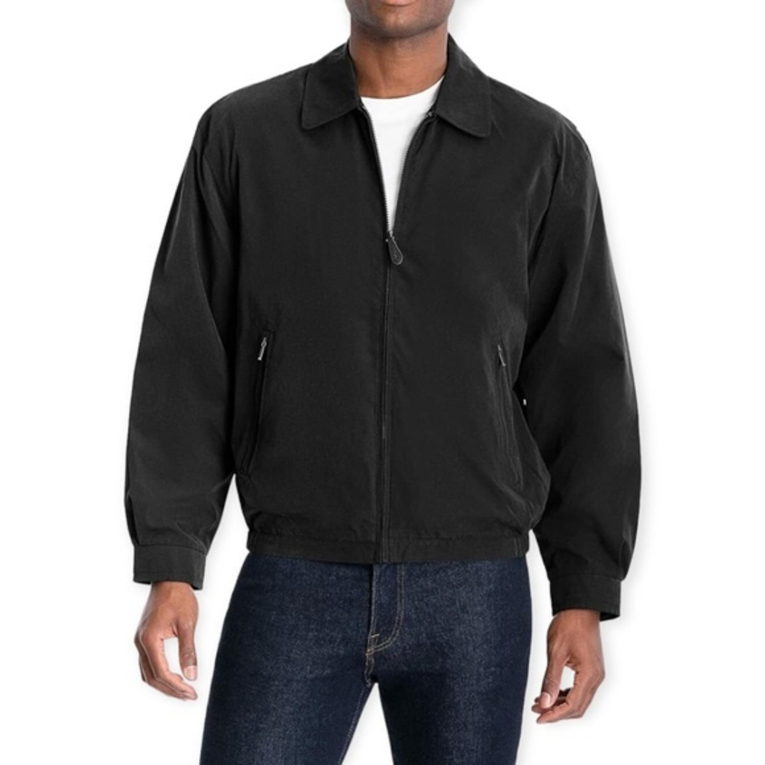 London Fog Mens Black Microfiber Mesh Lined Front Zip Golf Jacket