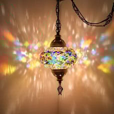 Turkish Moroccan Mosaic Lamp with 15feet Chain Cord & Plug