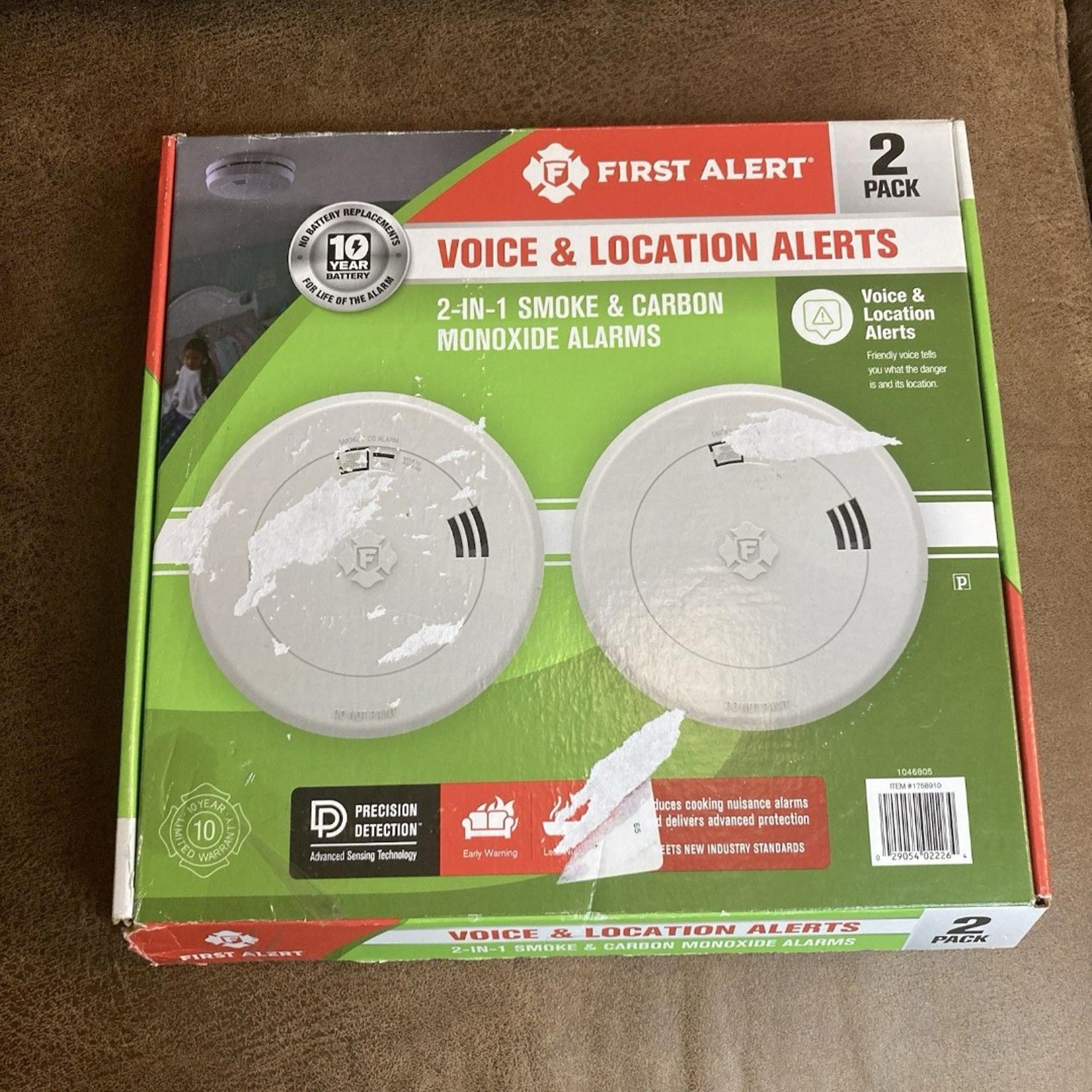 First Alert Voice & Location Alerts 2-in-1 Smoke & Carbon Monoxide Alarms 2-Pack
