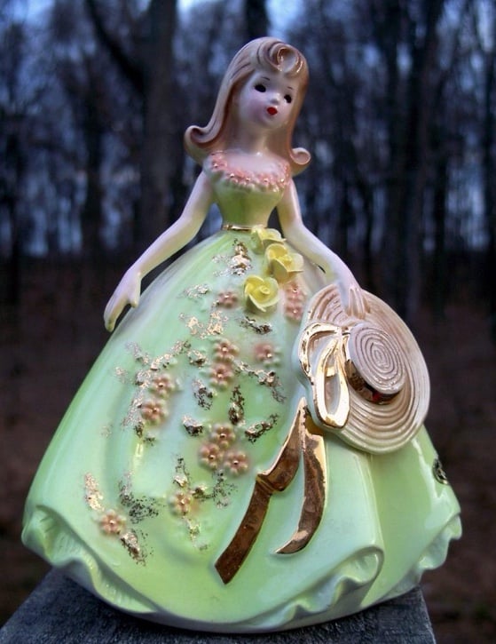 Josef originals Japan rare green dress blonde girl with hat