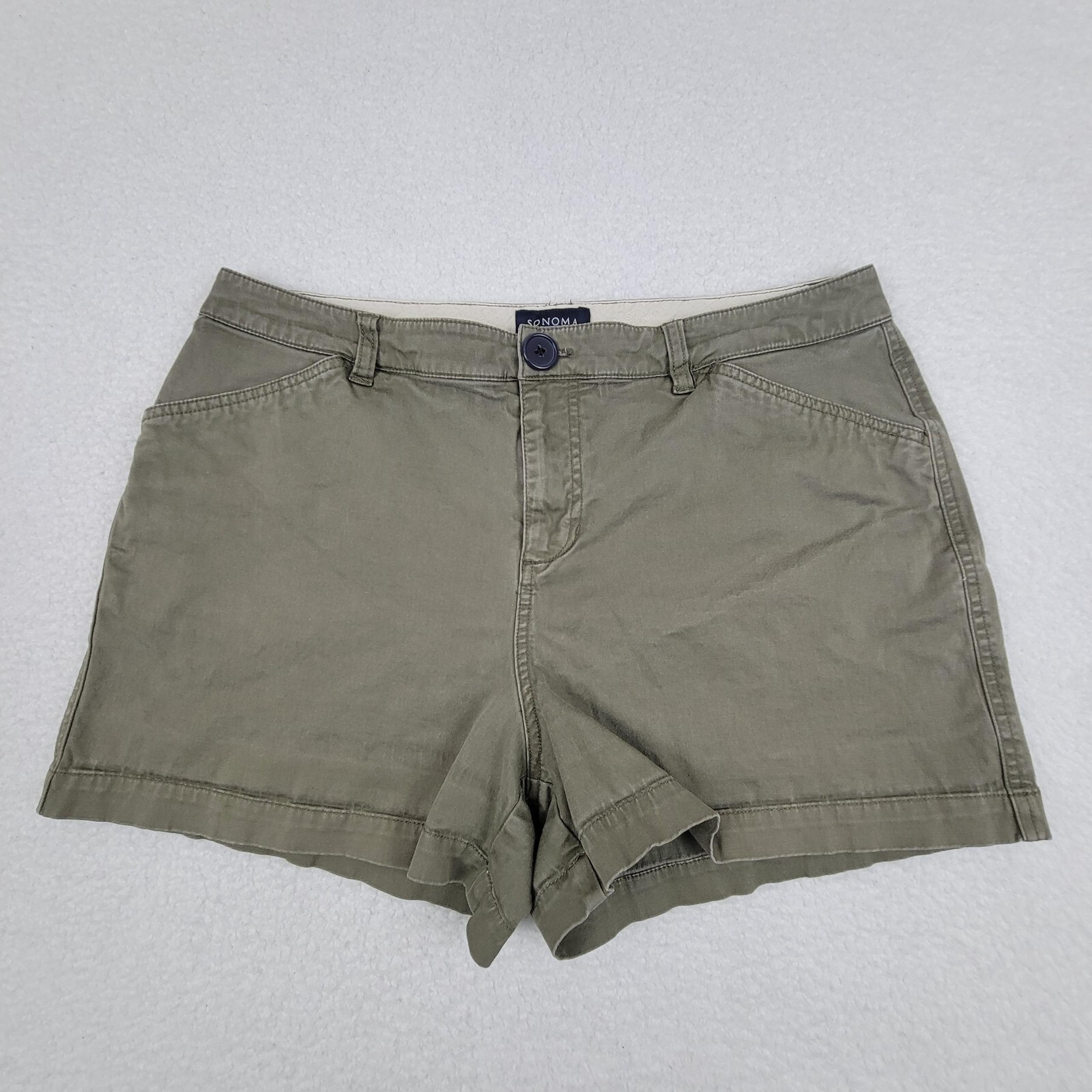 Sonoma Chino Shorts Womens 12 Measures 32 x 3 Olive Army Green Cotton Blend